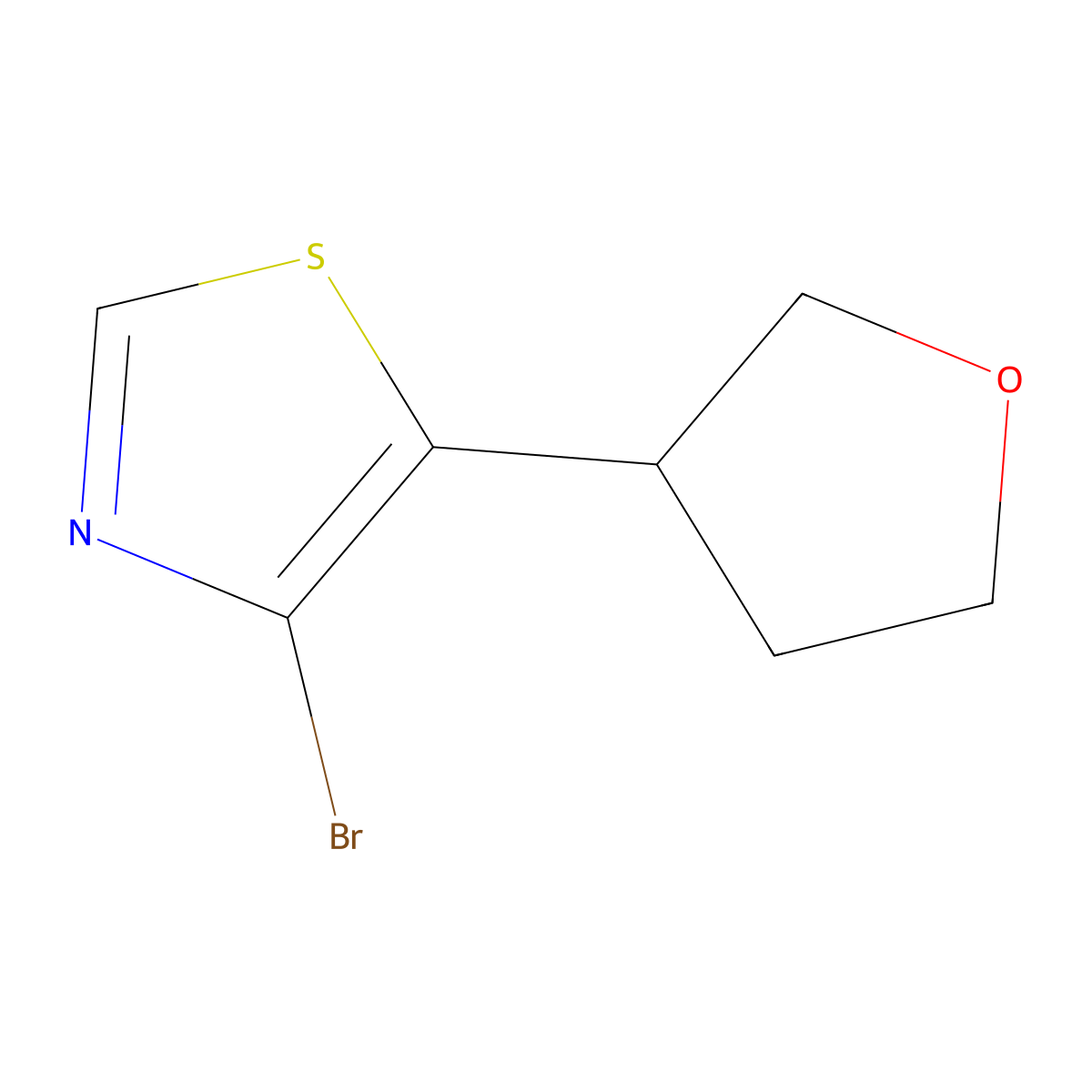 4-Bromo-5-(tetrahydrofuran-3-yl)thiazole molecular structure, CAS 1381936-64-6