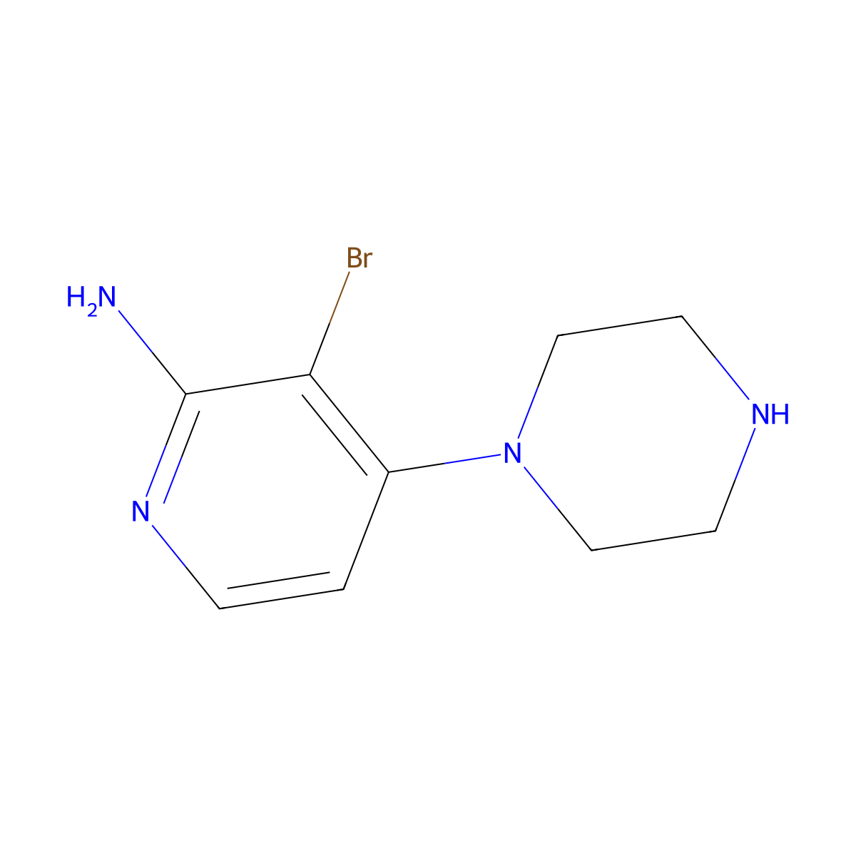 2-Amino-3-bromo-4-(piperazin-1-yl)pyridine molecular structure, CAS 1381936-66-8