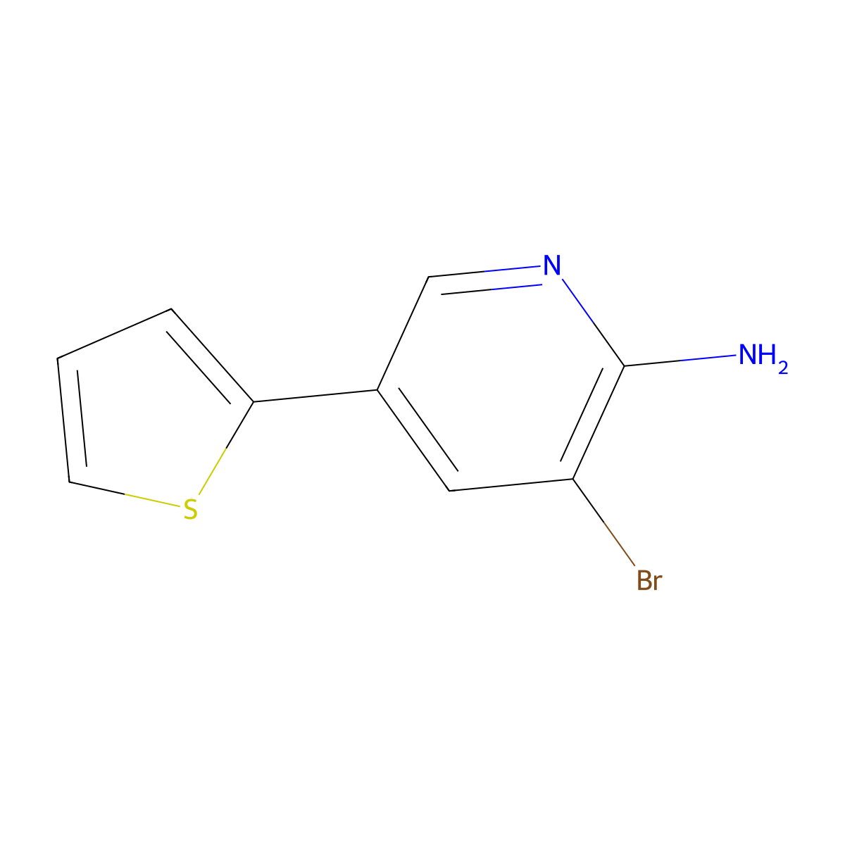 2-Amino-3-bromo-5-(2-thienyl)pyridine molecular structure, CAS 1381936-69-1