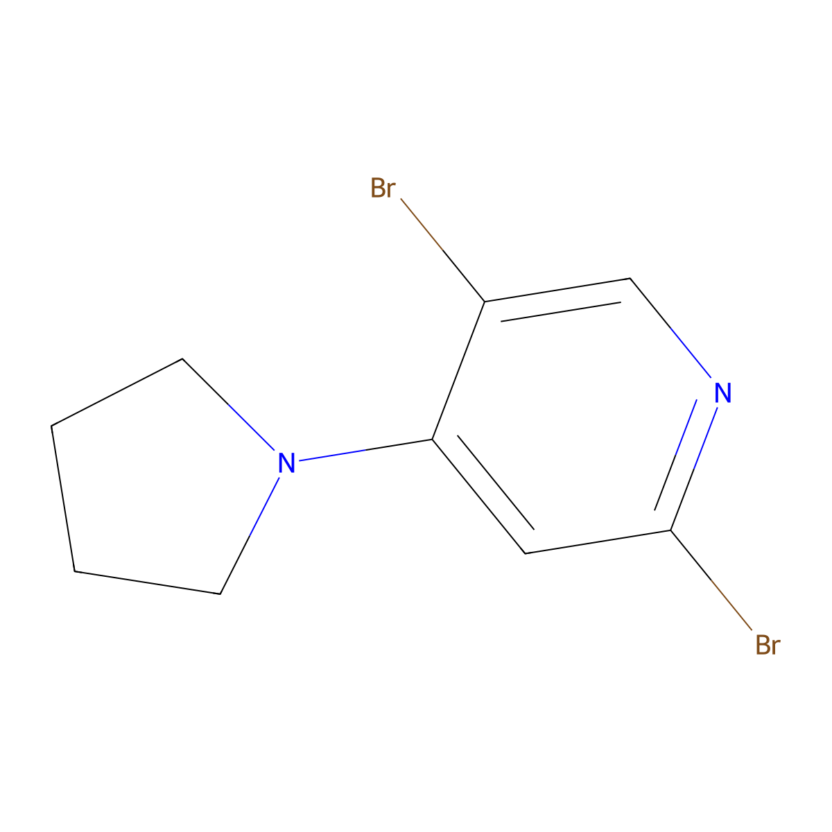 2,5-Dibromo-4-(pyrrolidino)pyridine molecular structure, CAS 1381936-70-4