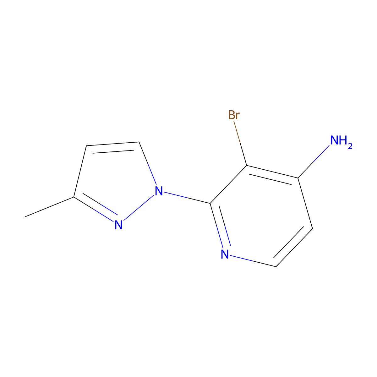 3-Bromo-2-(3-methyl-1H-pyrazol-1-YL)pyridin-4-amine molecular structure, CAS 1381936-72-6