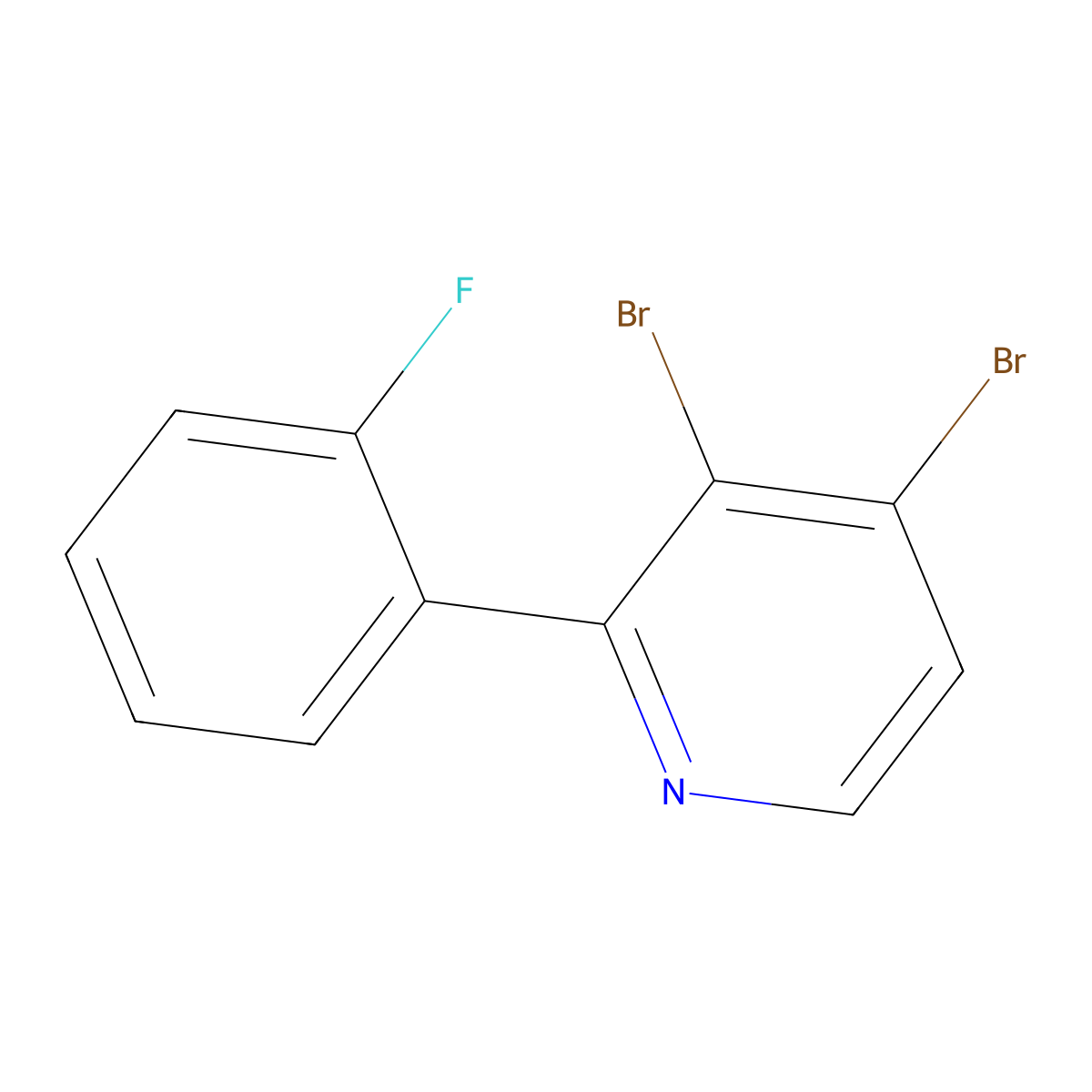 3,4-Dibromo-2-(2-fluorophenyl)pyridine molecular structure, CAS 1381936-80-6