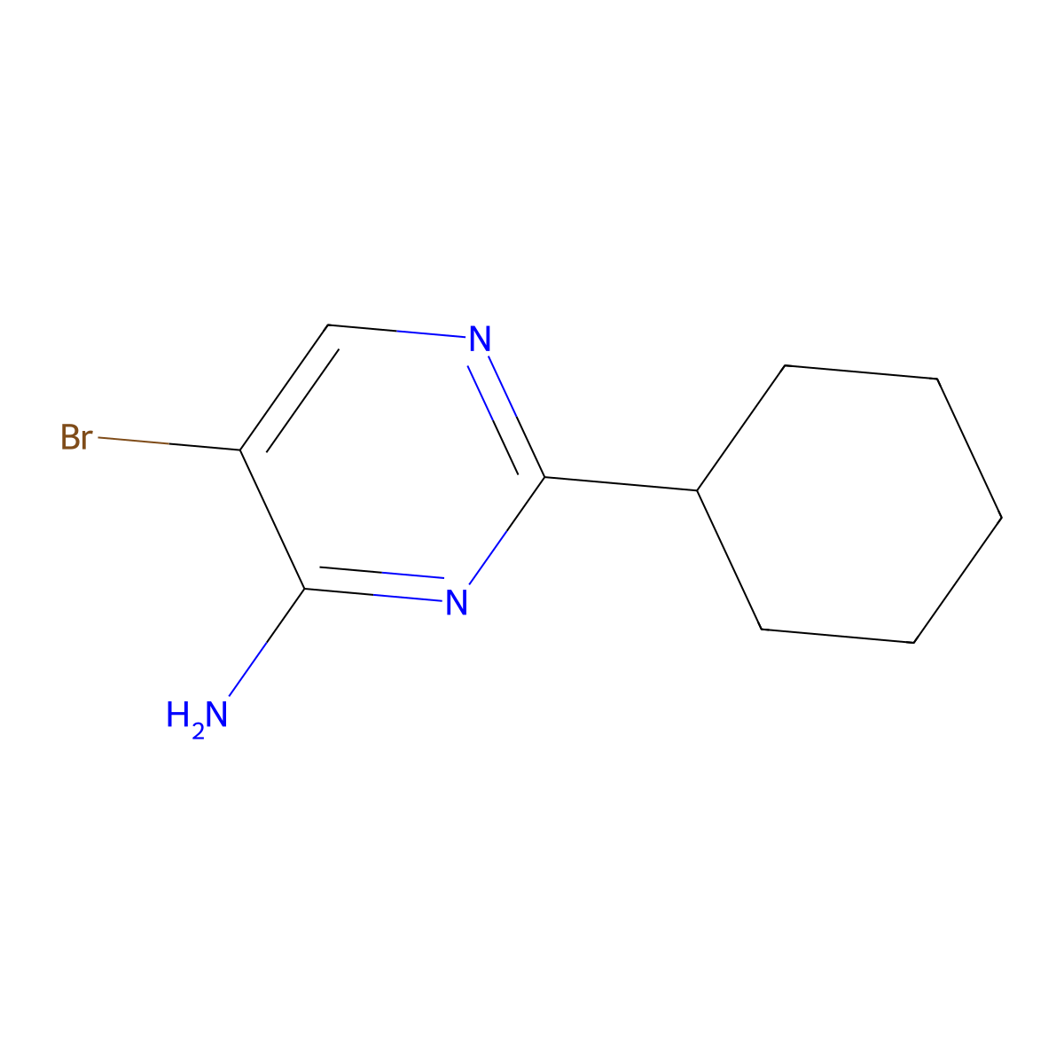 5-Bromo-4-amino-2-(cyclohexyl)pyrimidine molecular structure, CAS 1381936-84-0