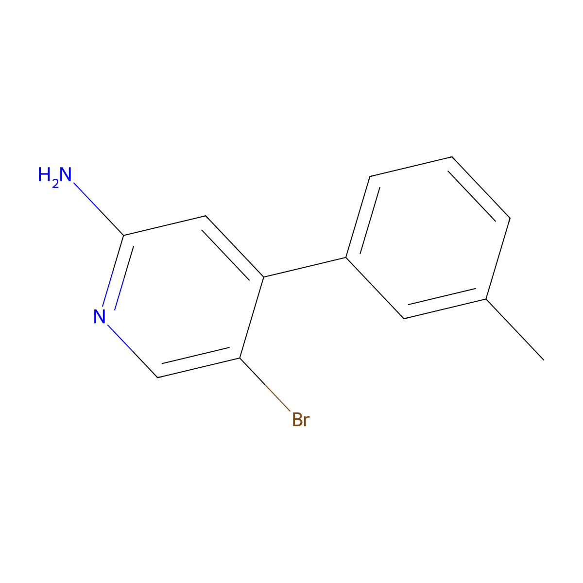 2-Amino-5-bromo-4-(3-tolyl)pyridine molecular structure, CAS 1381936-85-1