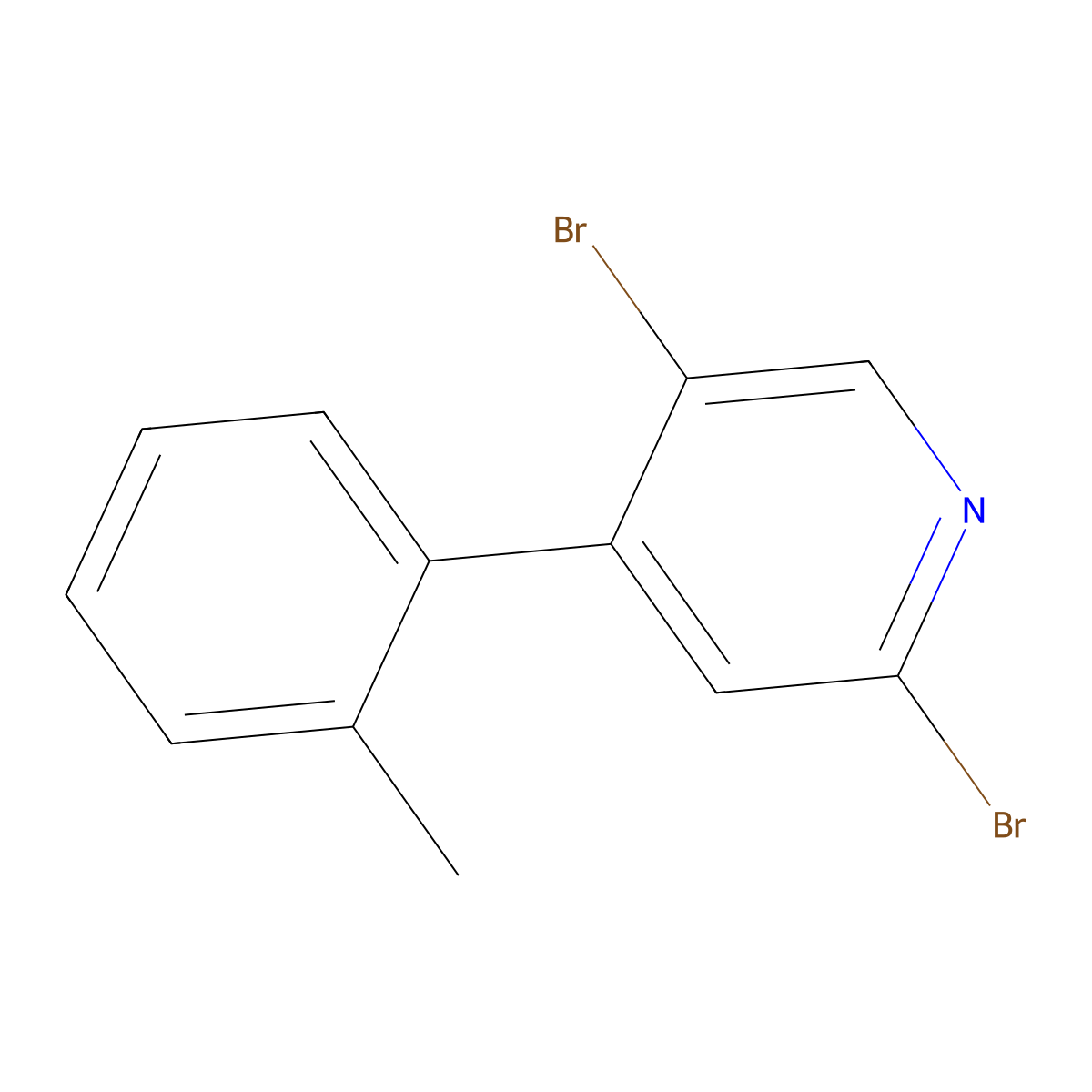 2,5-Dibromo-4-(2-tolyl)pyridine molecular structure, CAS 1381936-87-3
