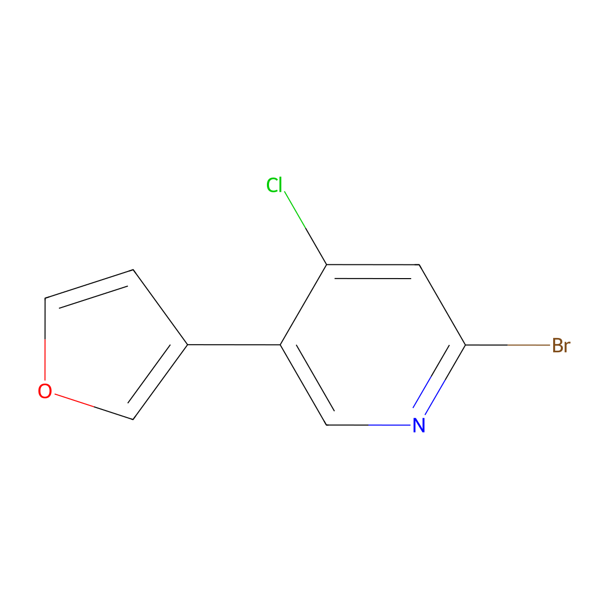 2-Bromo-4-chloro-5-(3-furyl)pyridine molecular structure, CAS 1381936-89-5