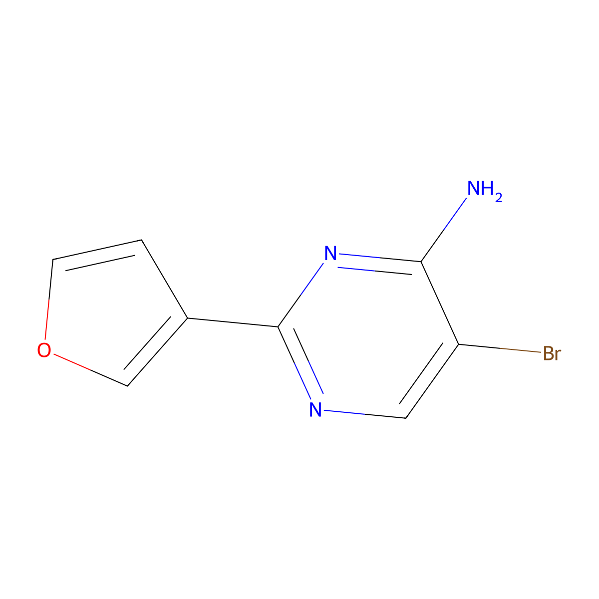 5-Bromo-4-amino-2-(3-furyl)pyrimidine molecular structure, CAS 1381936-90-8