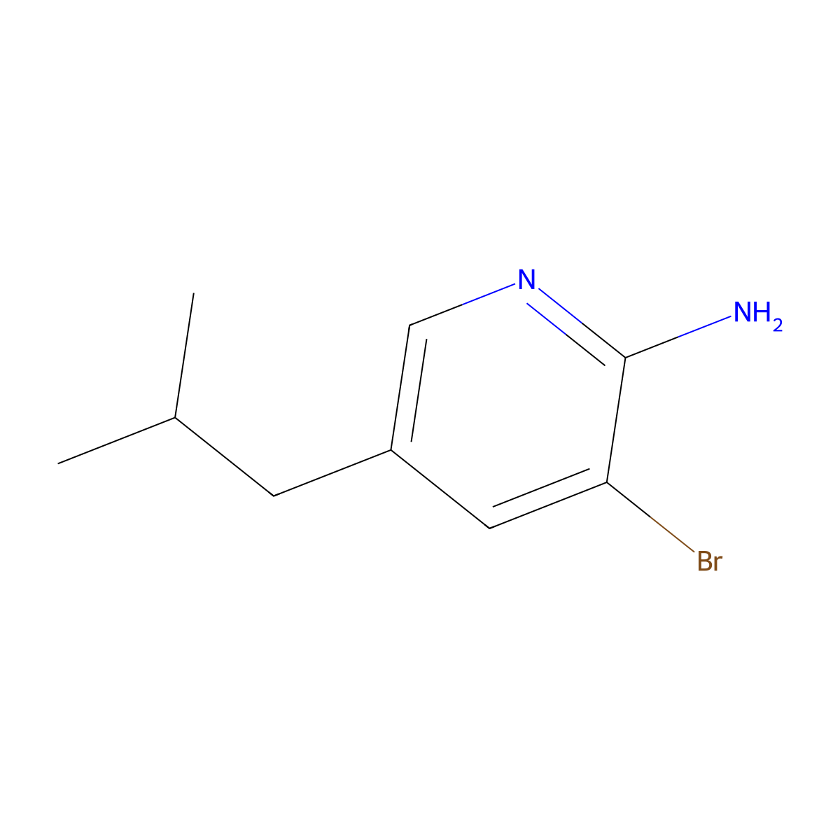 3-Bromo-5-isobutylpyridin-2-amine molecular structure, CAS 1381936-92-0