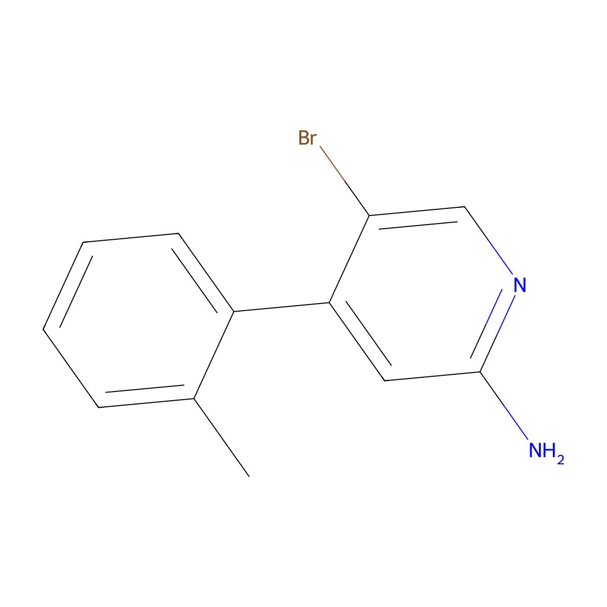 2-Amino-5-bromo-4-(2-tolyl)pyridine molecular structure, CAS 1381936-97-5