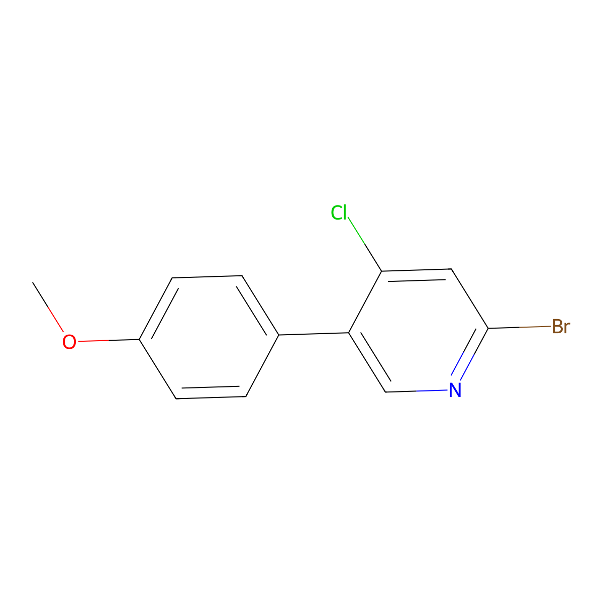 2-Bromo-4-chloro-5-(4-methoxyphenyl)pyridine molecular structure, CAS 1381936-99-7