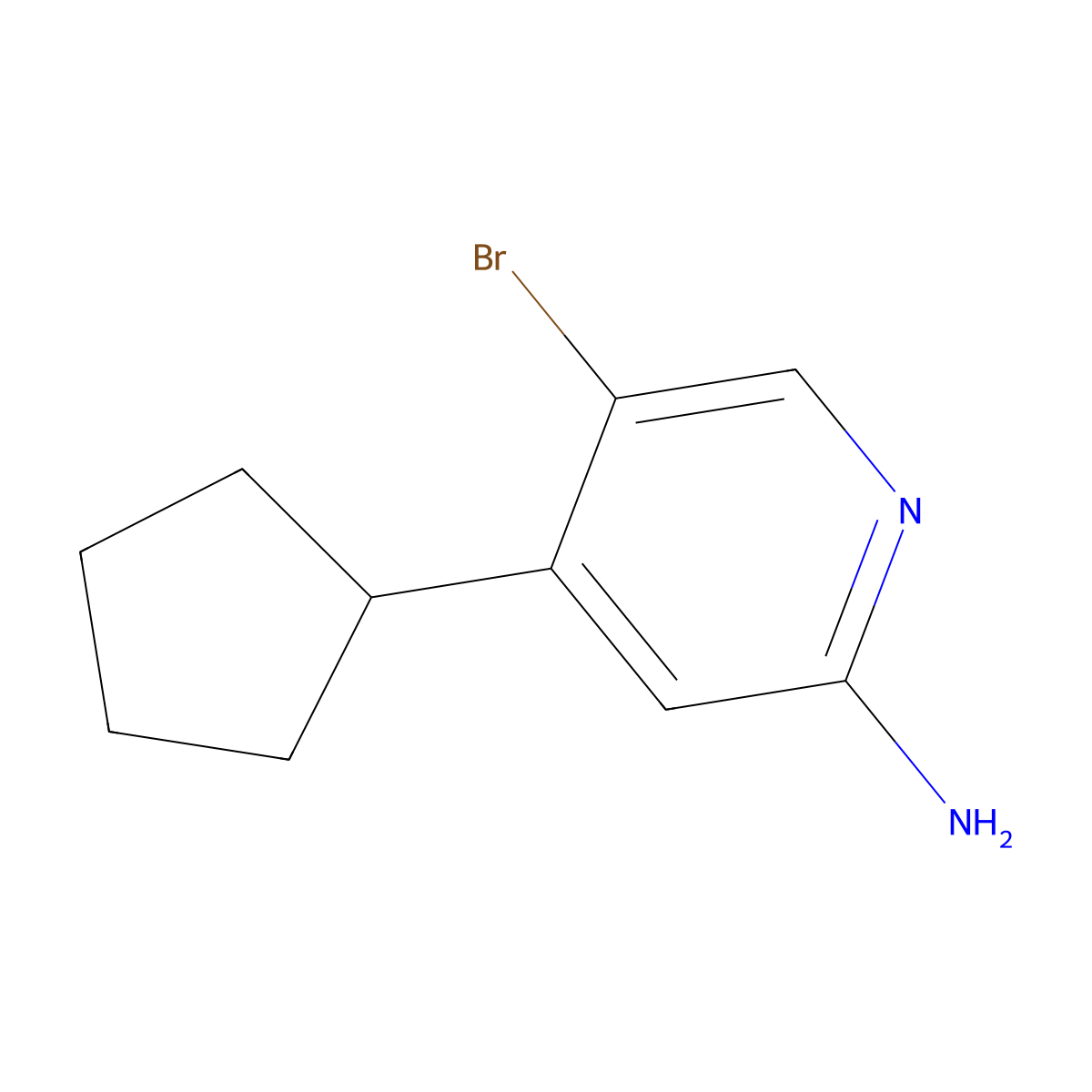 2-Amino-5-bromo-4-(cyclopentyl)pyridine molecular structure, CAS 1381937-02-5