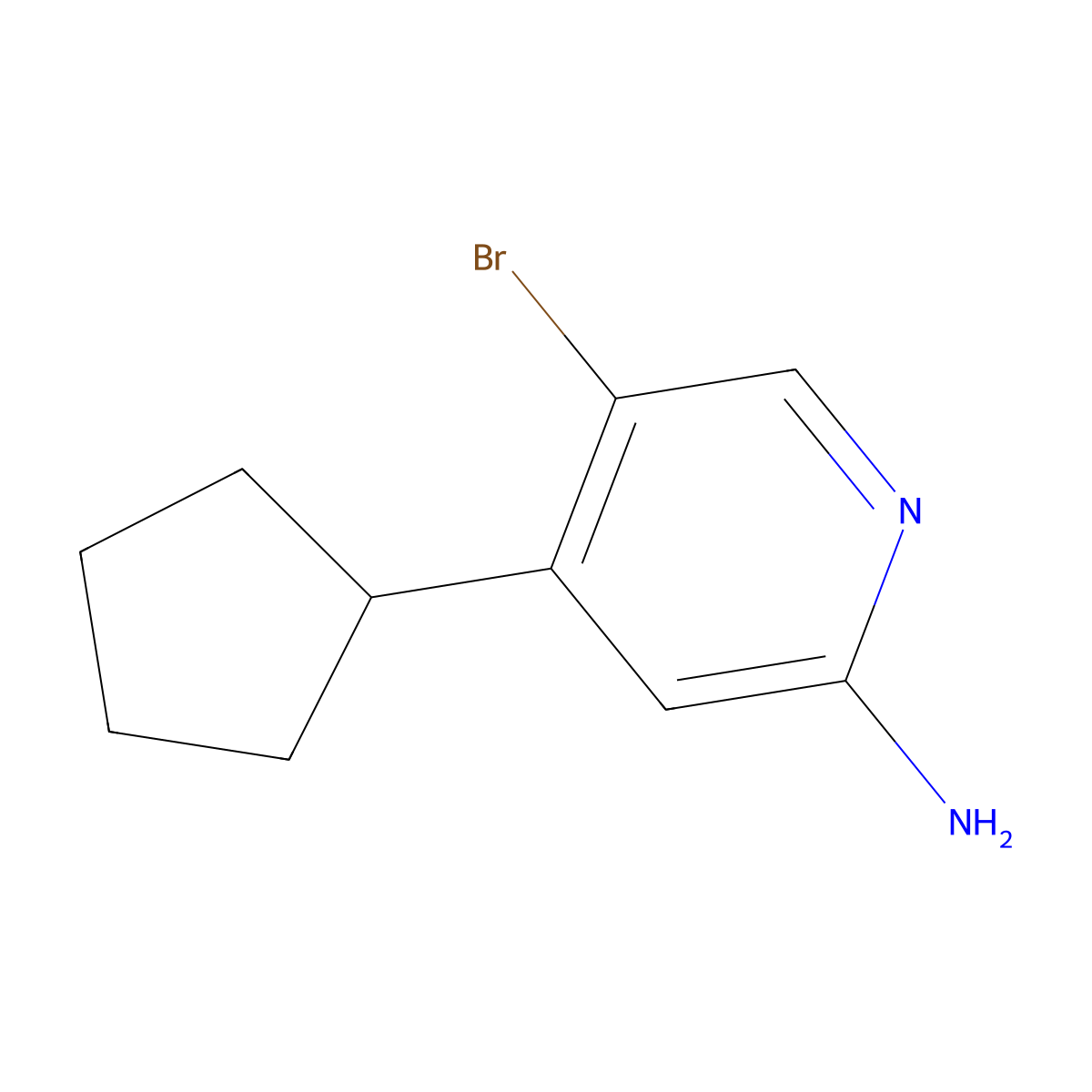 2-Amino-5-bromo-4-(cyclopentyl)pyridine molecular structure, CAS 1381937-02-5