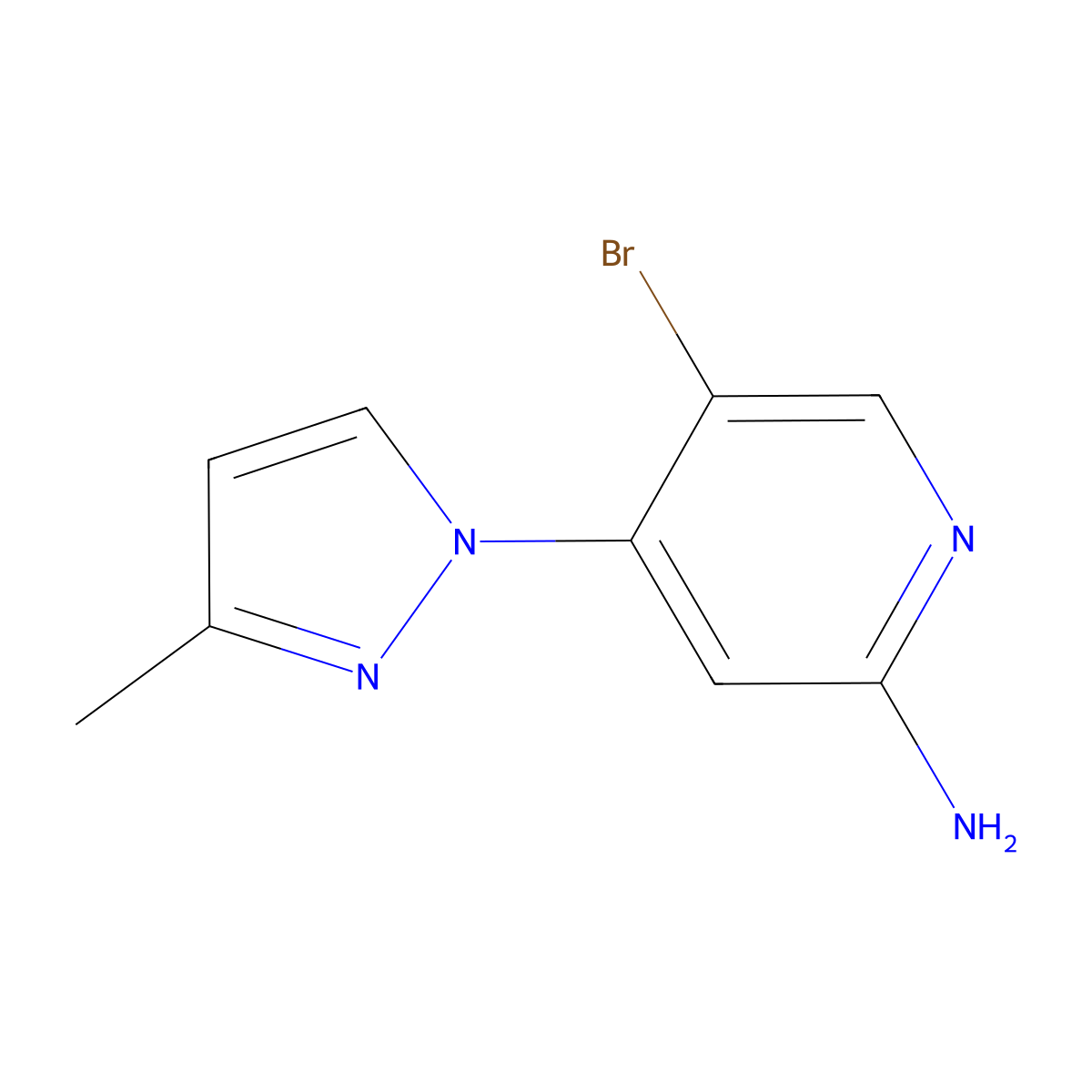 2-Amino-5-bromo-4-(3-methyl-1H-pyrazol-1-yl)pyridine molecular structure, CAS 1381937-07-0