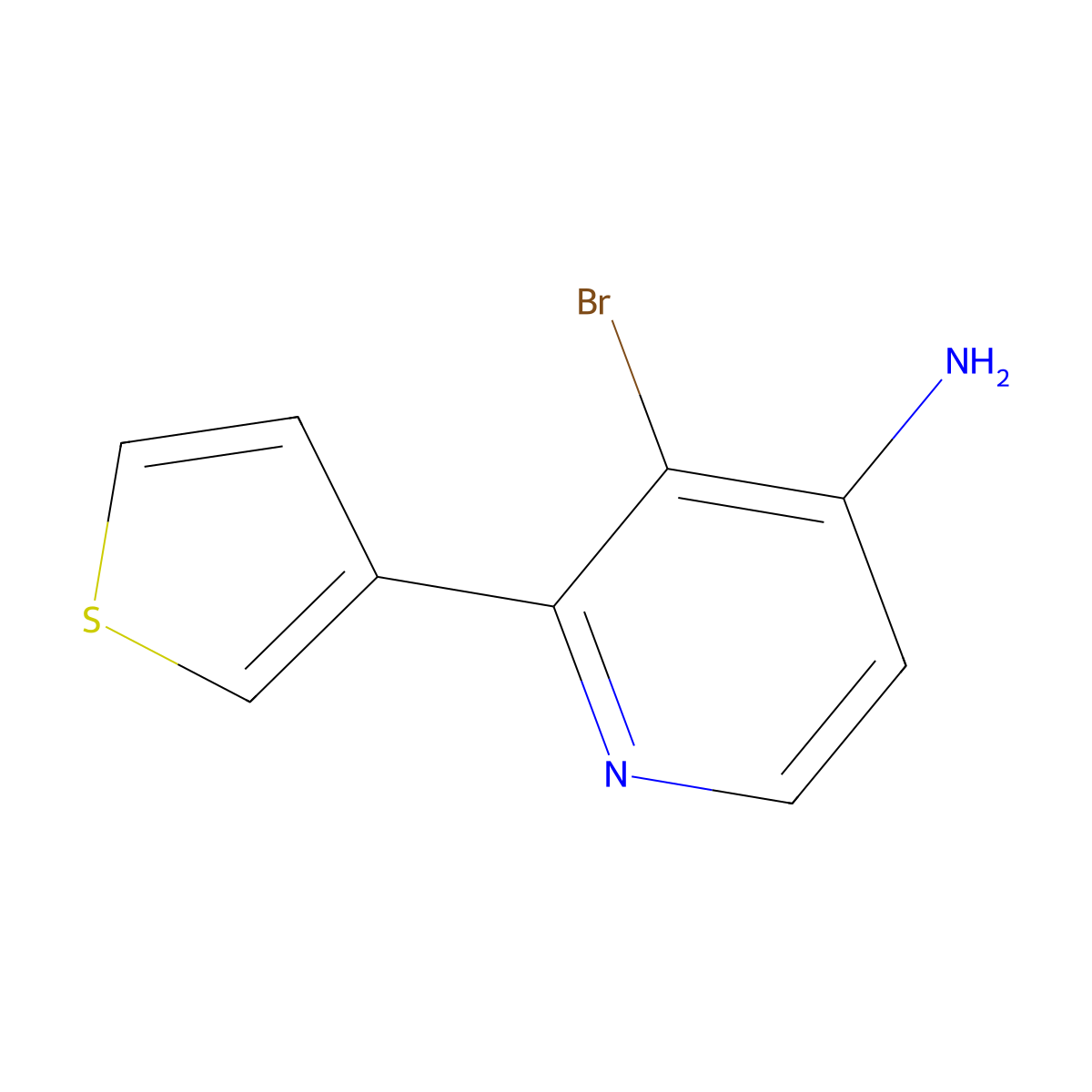 3-Bromo-2-(thiophen-3-YL)pyridin-4-amine molecular structure, CAS 1381937-08-1