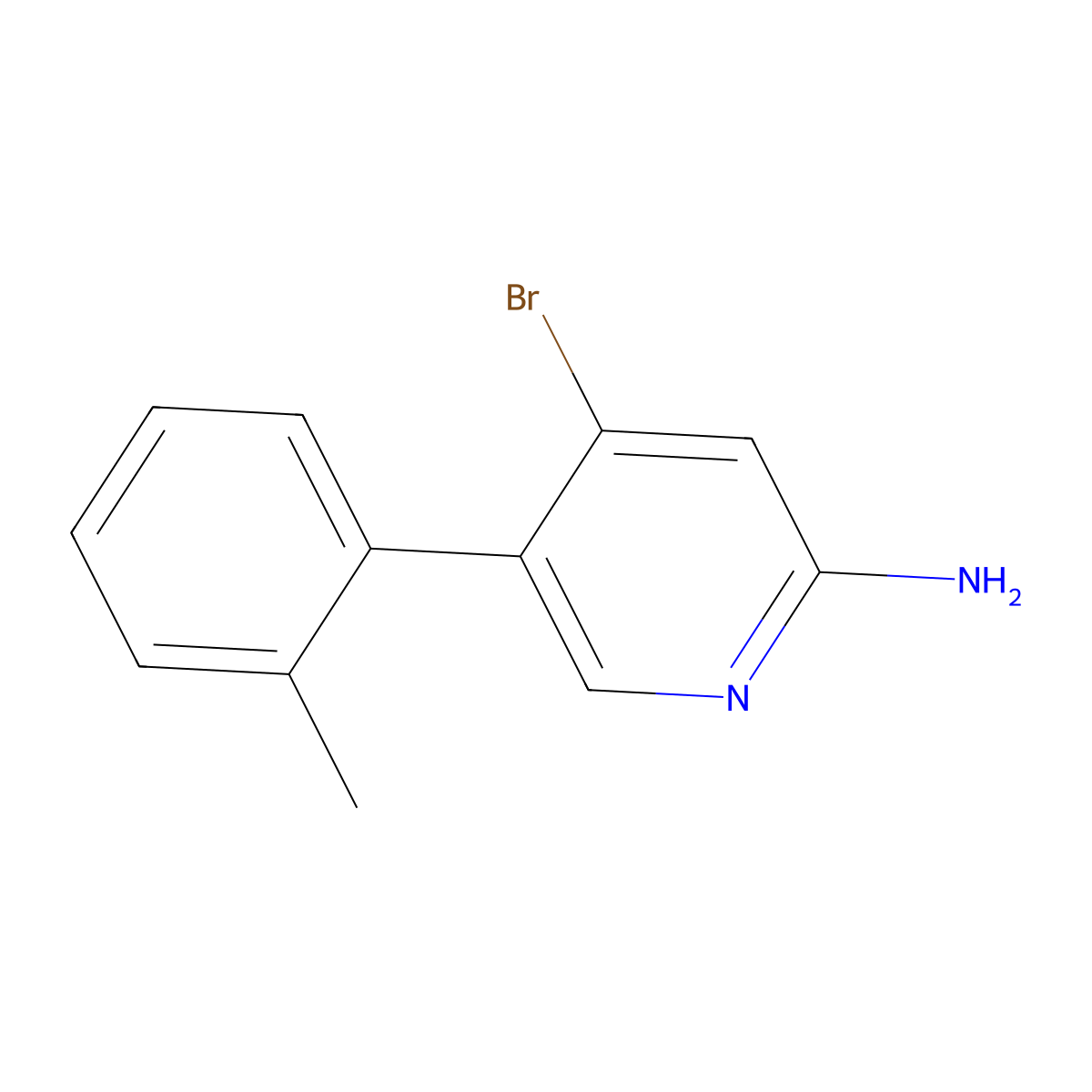 2-Amino-4-bromo-5-(2-tolyl)pyridine molecular structure, CAS 1381937-09-2