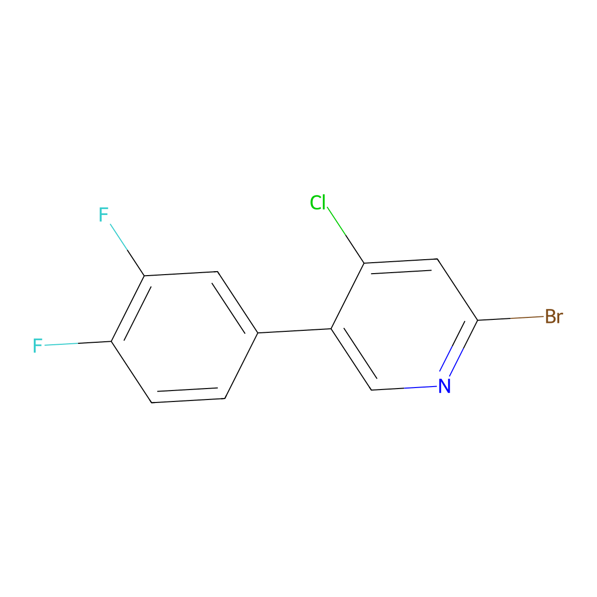 2-Bromo-4-chloro-5-(3,4-difluorophenyl)pyridine molecular structure, CAS 1381937-11-6