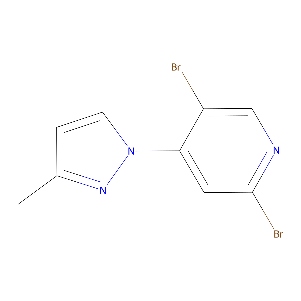 2,5-Dibromo-4-(3-methyl-1H-pyrazol-1-yl)pyridine molecular structure, CAS 1381937-17-2