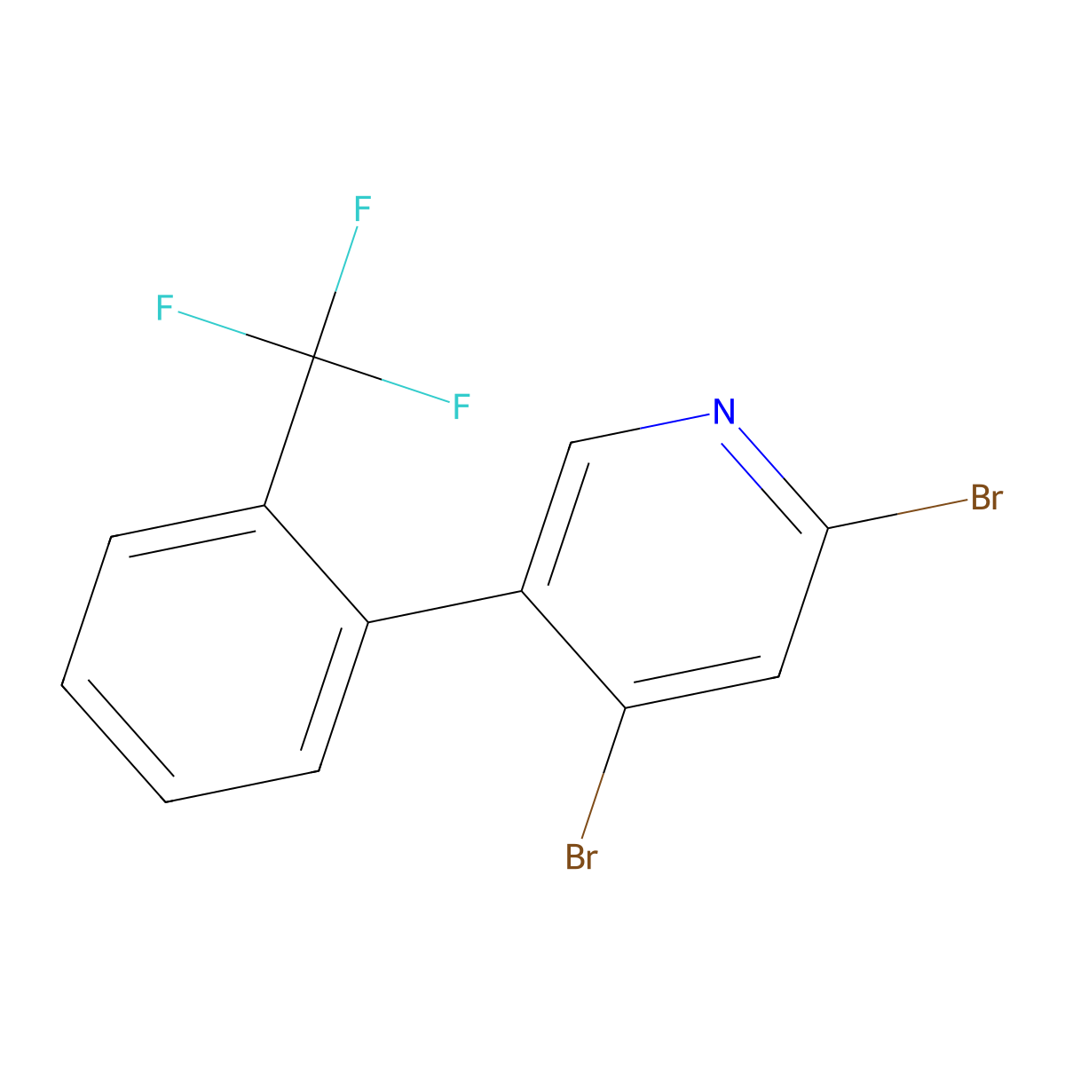 2,4-Dibromo-5-(2-trifluoromethylphenyl)pyridine molecular structure, CAS 1381937-21-8
