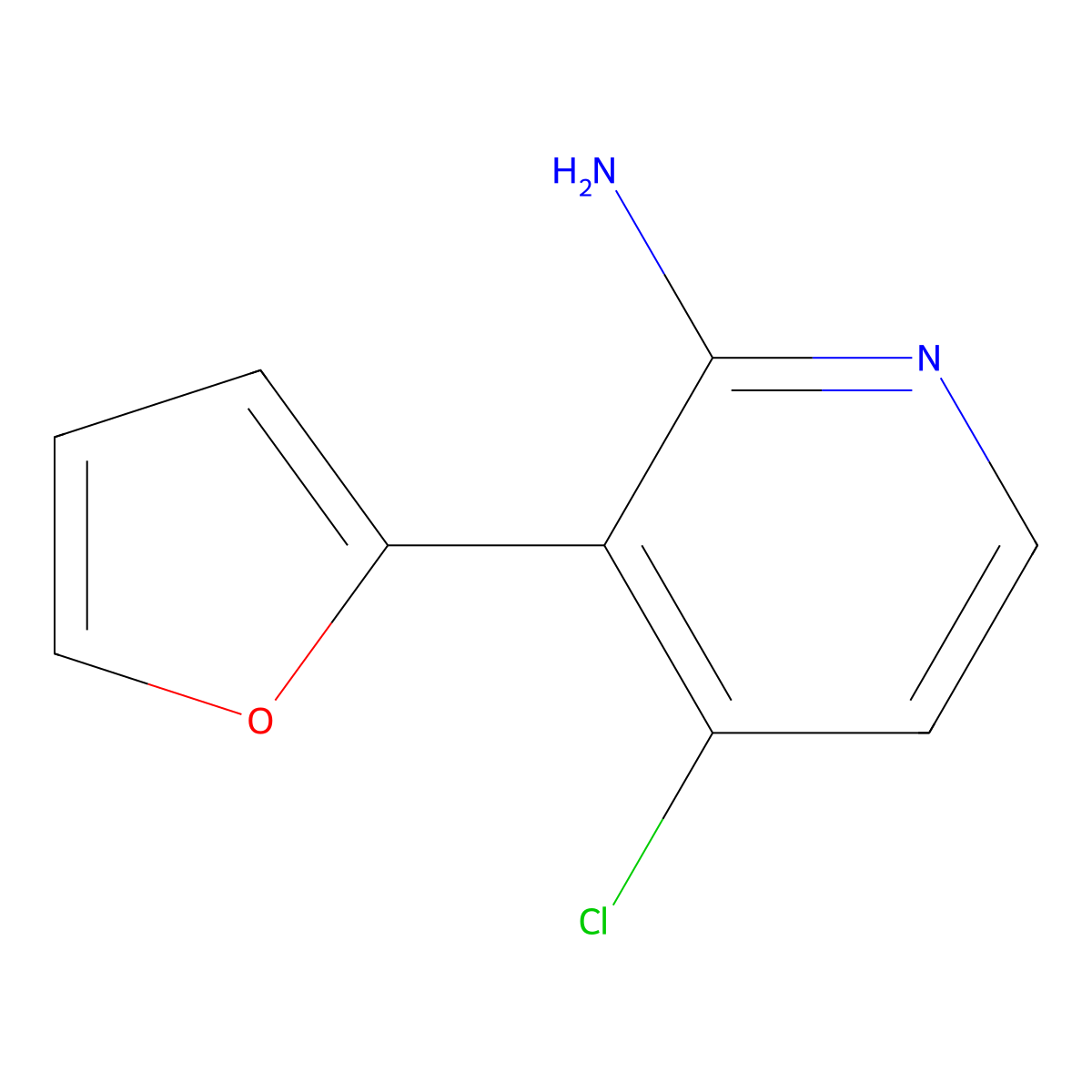 2-Amino-4-chloro-3-(2-furyl)pyridine molecular structure, CAS 1381937-27-4