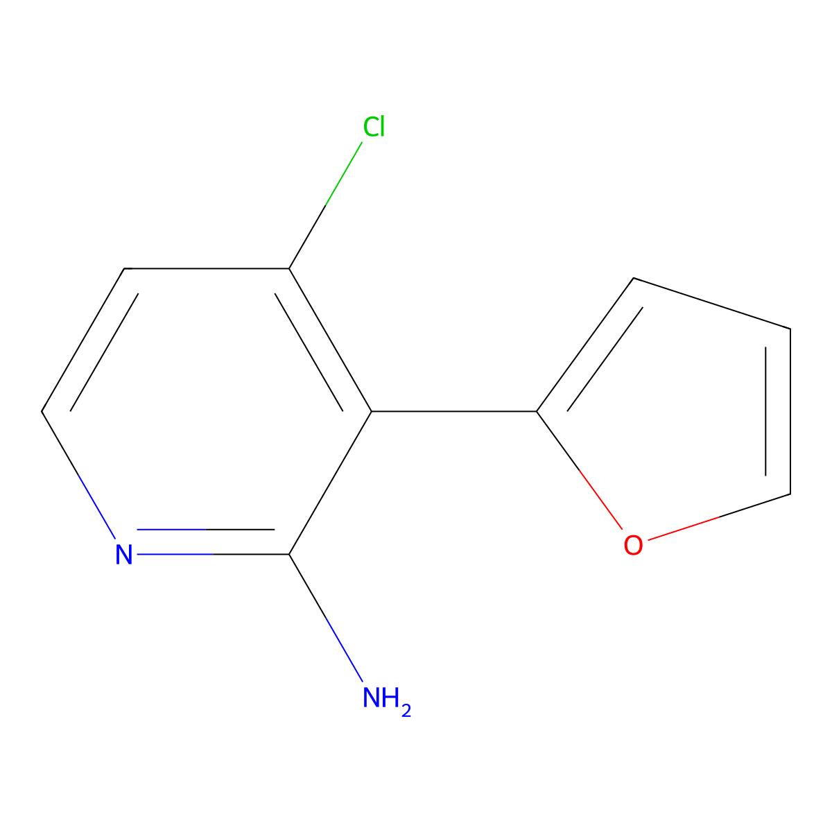 2-Amino-4-chloro-3-(2-furyl)pyridine molecular structure, CAS 1381937-27-4
