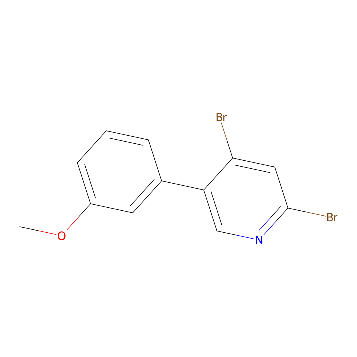 2,4-Dibromo-5-(3-methoxyphenyl)pyridine molecular structure, CAS 1381937-28-5