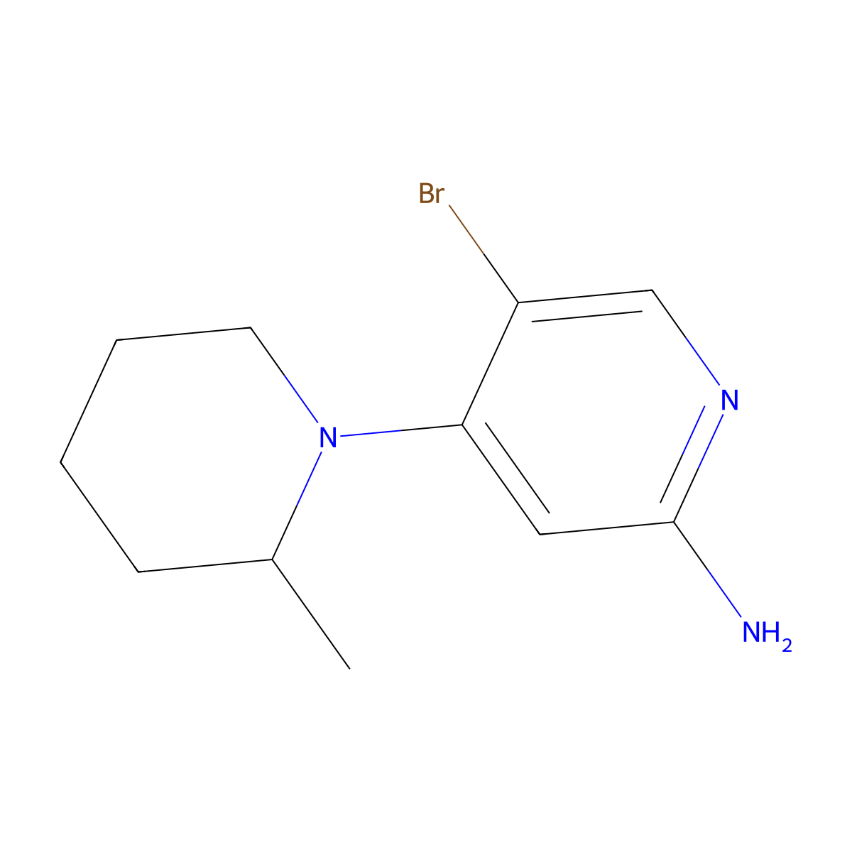 2-Amino-5-bromo-4-(2-methylpiperidin-1-yl)pyridine molecular structure, CAS 1381937-33-2