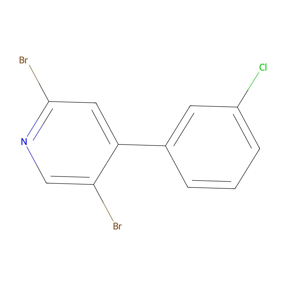 2,5-Dibromo-4-(3-chlorophenyl)pyridine molecular structure, CAS 1381937-50-3