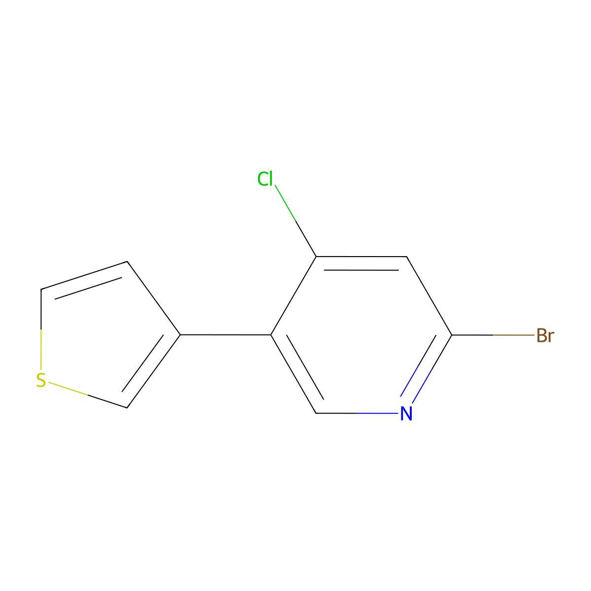 2-Bromo-4-chloro-5-(3-thienyl)pyridine molecular structure, CAS 1381937-52-5