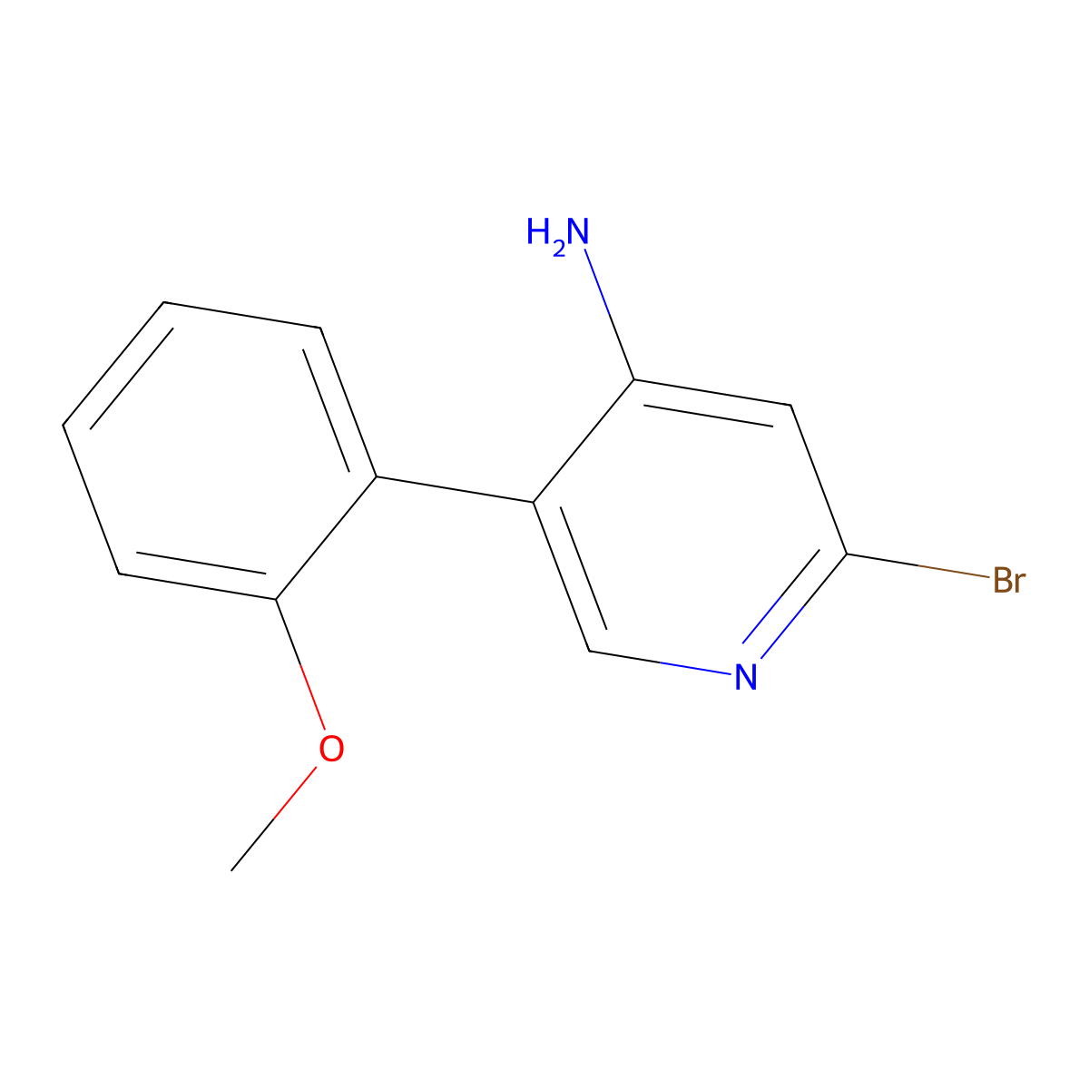 2-Bromo-4-amino-5-(2-methoxyphenyl)pyridine molecular structure, CAS 1381937-55-8