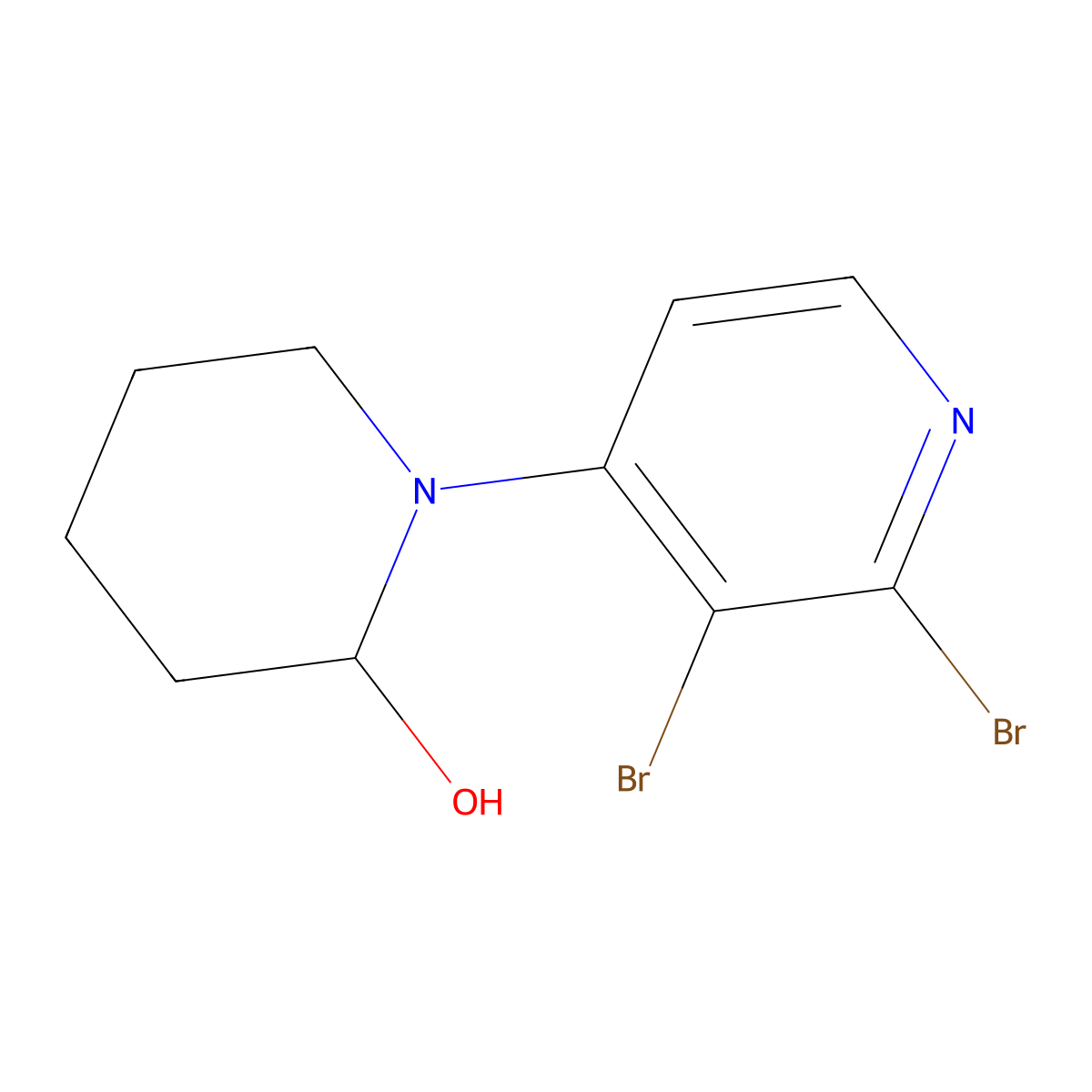 2,3-Dibromo-4-(2-hydroxypiperidin-1-yl)pyridine molecular structure, CAS 1381937-60-5