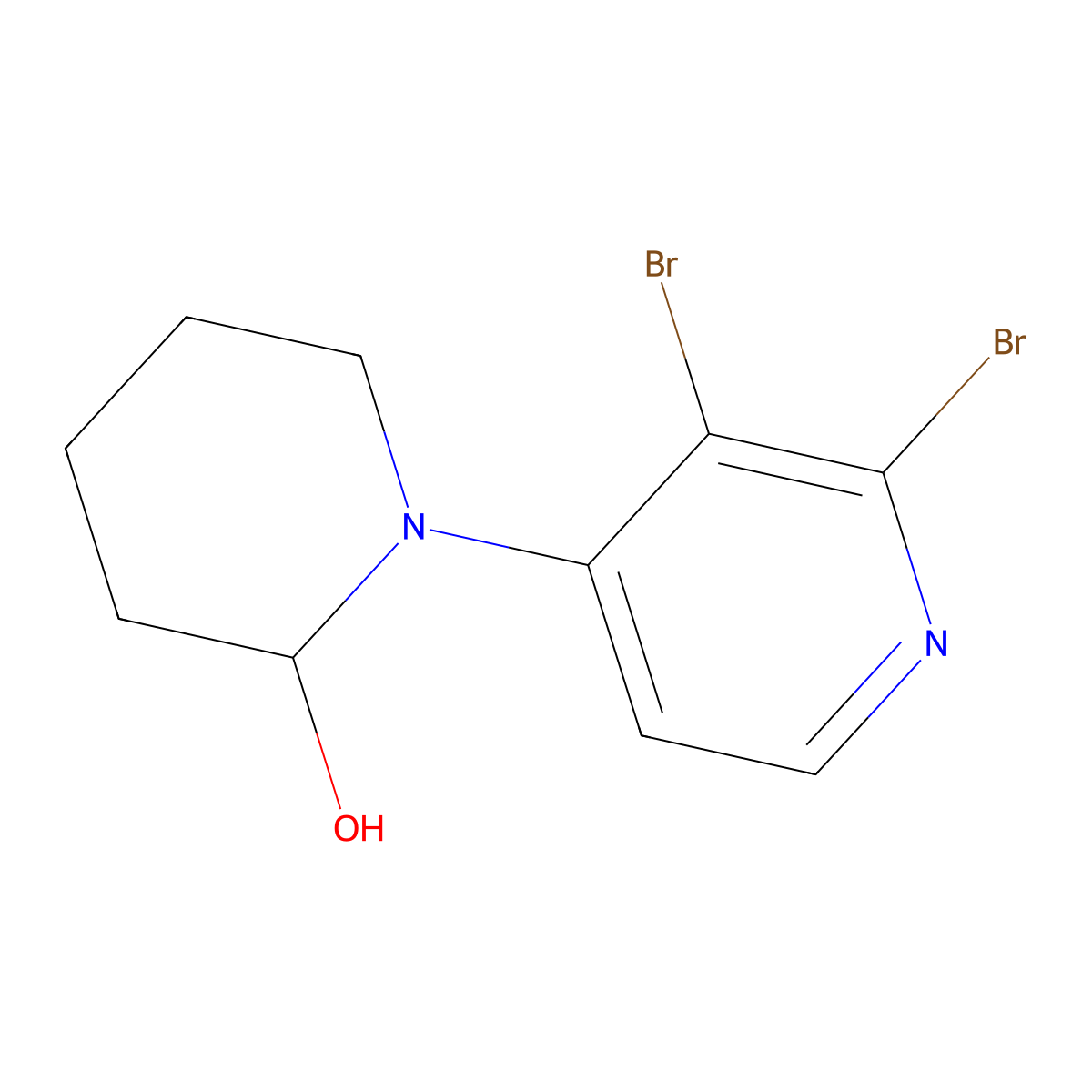 2,3-Dibromo-4-(2-hydroxypiperidin-1-yl)pyridine molecular structure, CAS 1381937-60-5