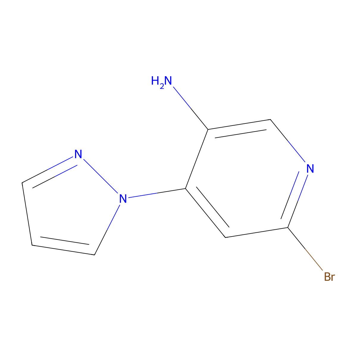 2-Bromo-5-amino-4-(1H-pyrazol-1-yl)pyridine molecular structure, CAS 1381937-62-7
