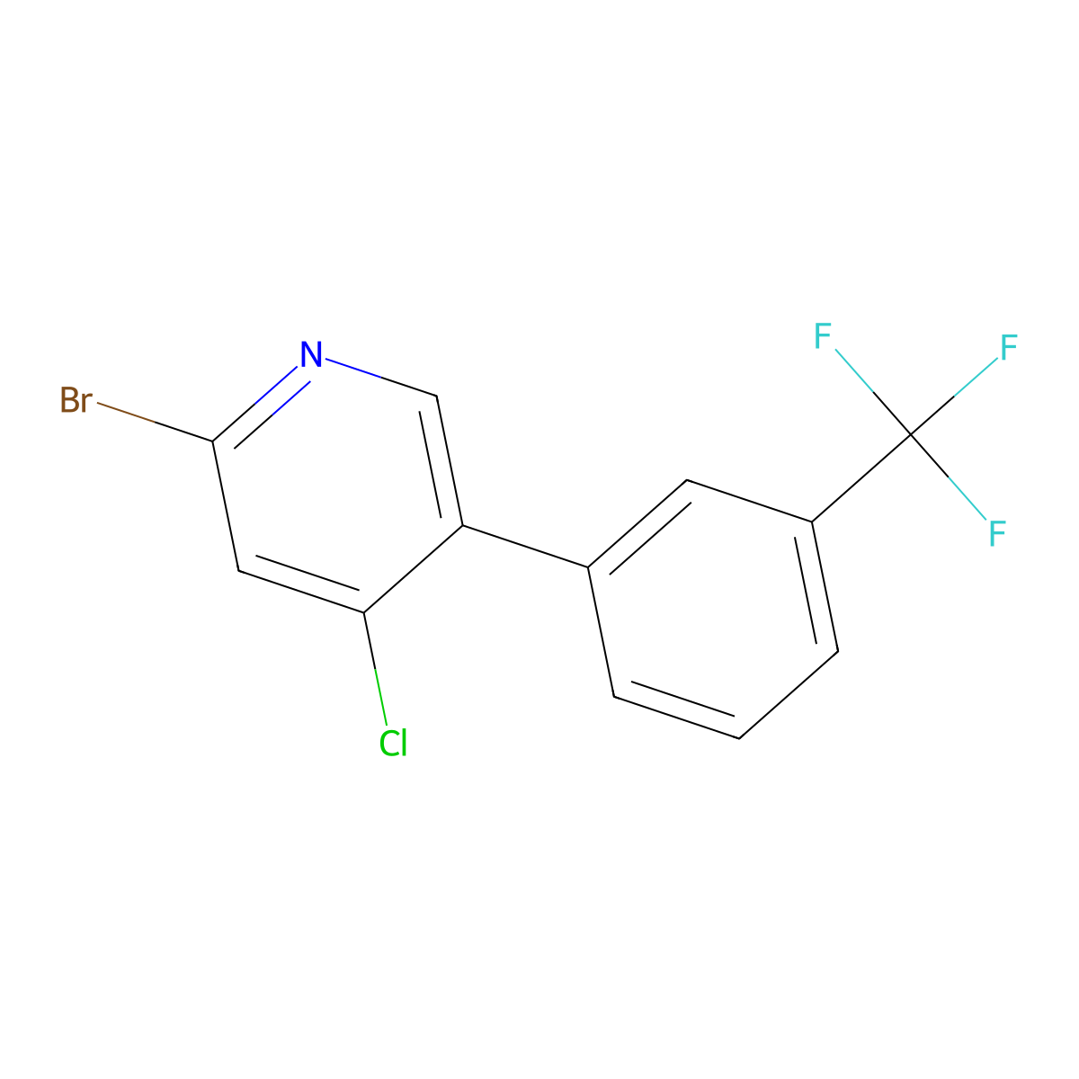 2-Bromo-4-chloro-5-(3-trifluoromethylphenyl)pyridine molecular structure, CAS 1381937-64-9