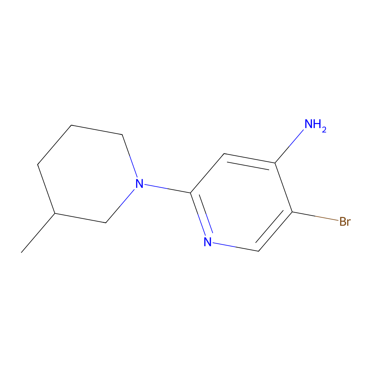 5-Bromo-2-(3-methylpiperidin-1-YL)pyridin-4-amine molecular structure, CAS 1381937-66-1