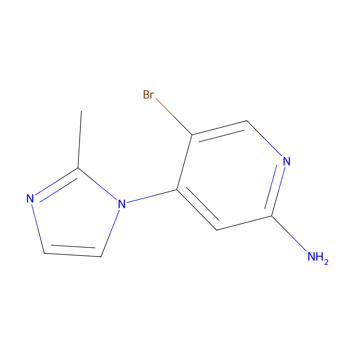 2-Amino-5-bromo-4-(2-methylimidazol-1-yl)pyridine molecular structure, CAS 1381937-67-2