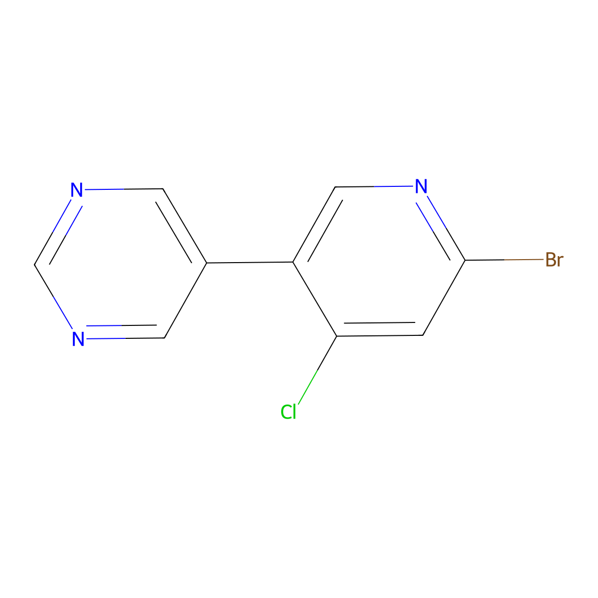 2-Bromo-4-chloro-5-(5-pyrimidyl)pyridine molecular structure, CAS 1381937-70-7
