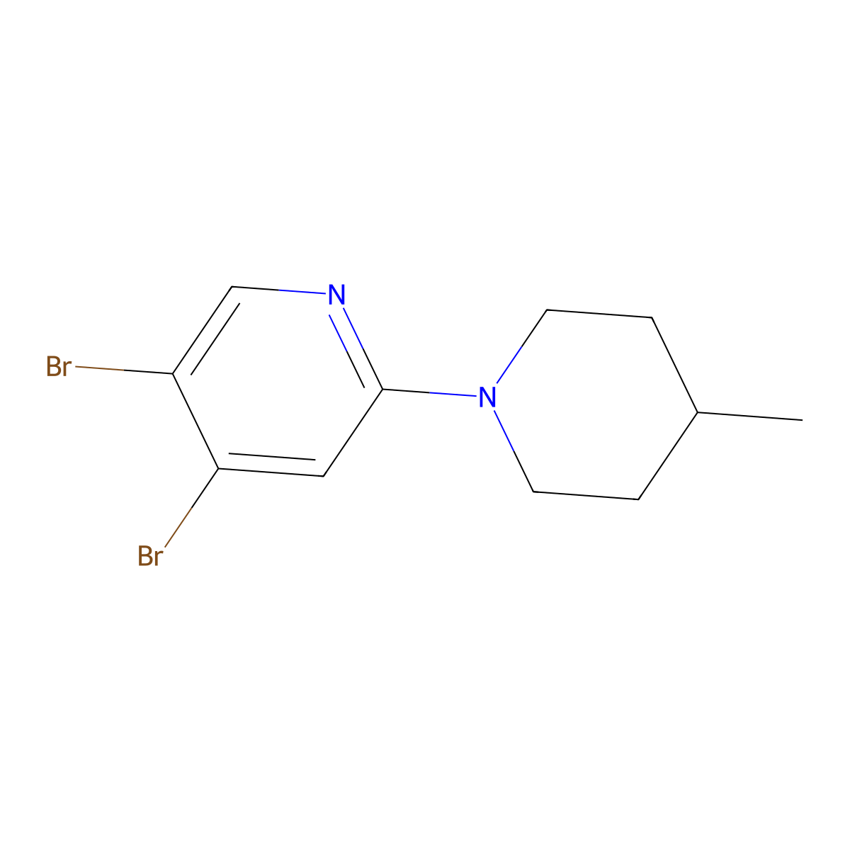 3,4-Dibromo-6-(4-methylpiperidin-1-yl)pyridine molecular structure, CAS 1381937-74-1