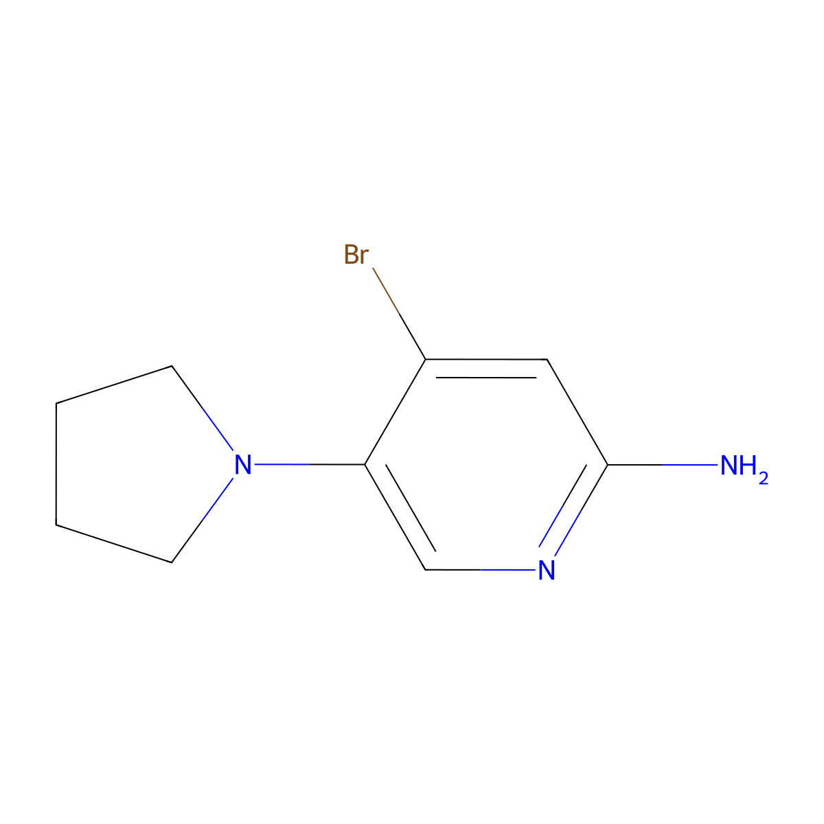 4-Bromo-2-amino-5-(pyrrolidino)pyridine molecular structure, CAS 1381937-76-3