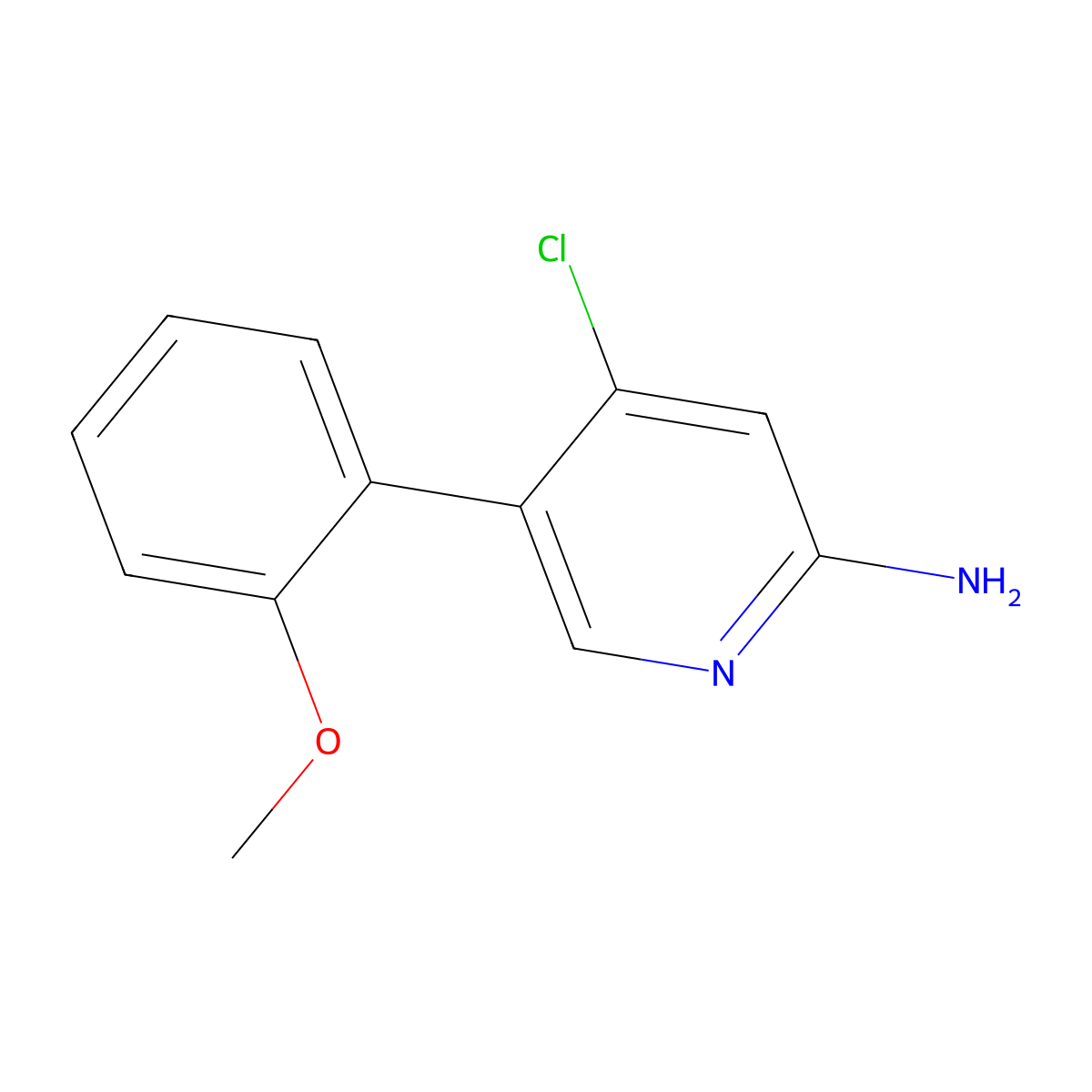 2-Amino-4-chloro-5-(2-methoxyphenyl)pyridine molecular structure, CAS 1381937-77-4