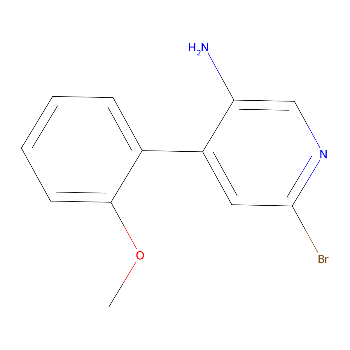 2-Bromo-5-amino-4-(2-methoxyphenyl)pyridine molecular structure, CAS 1381937-78-5