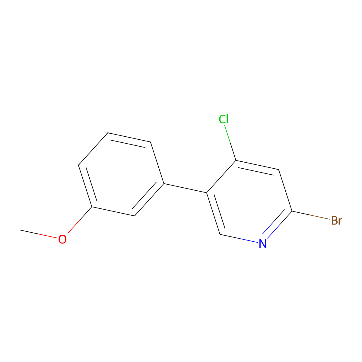 2-Bromo-4-chloro-5-(3-methoxyphenyl)pyridine molecular structure, CAS 1381937-79-6