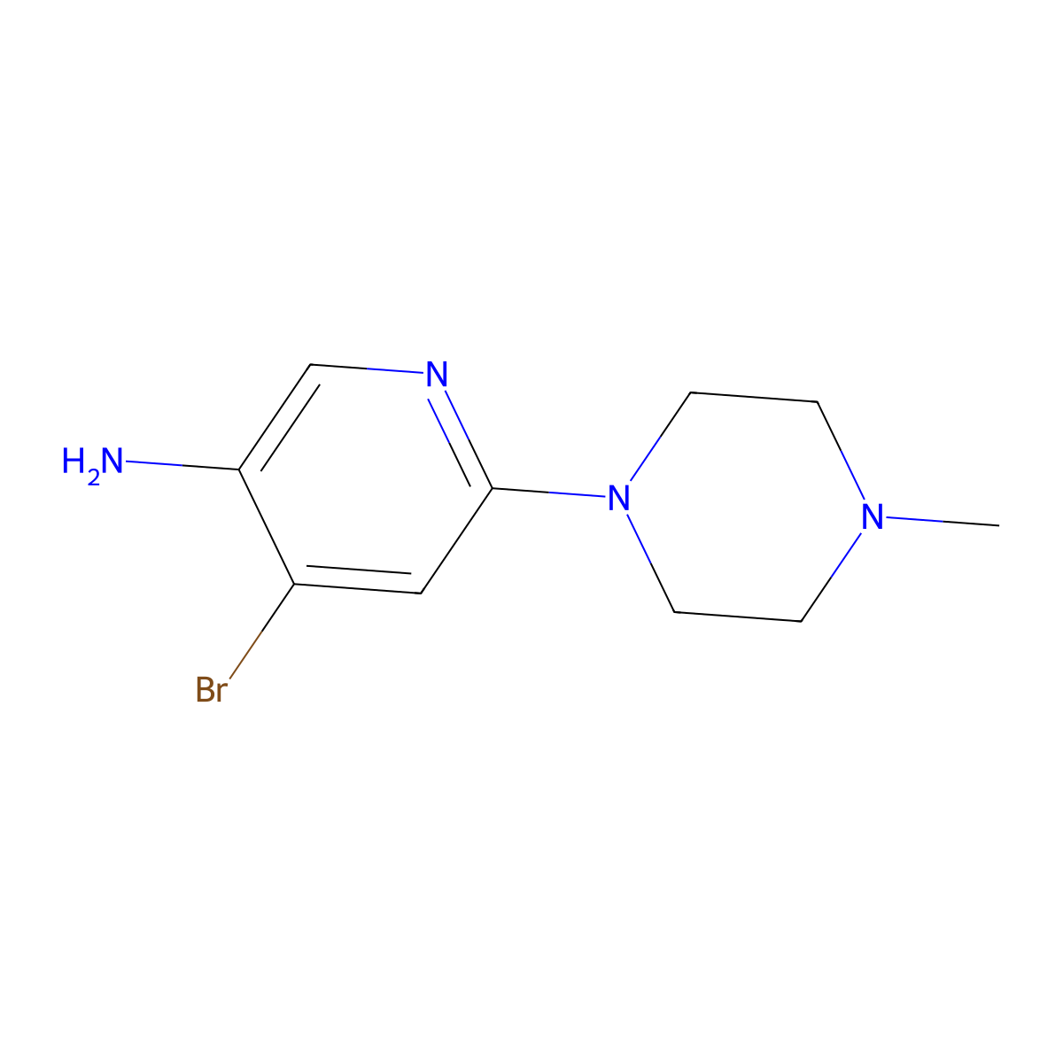 4-Bromo-3-amino-6-(N-methylpiperazin-1-yl)pyridine molecular structure, CAS 1381937-83-2