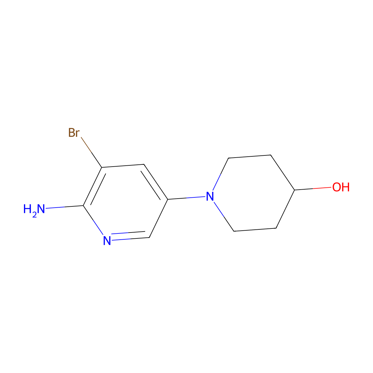 2-Amino-3-bromo-5-(4-hydroxypiperidin-1-yl)pyridine molecular structure, CAS 1381937-84-3