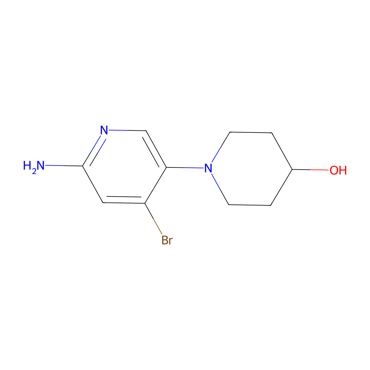 2-Amino-4-bromo-5-(4-hydroxypiperidin-1-yl)pyridine molecular structure, CAS 1381937-86-5