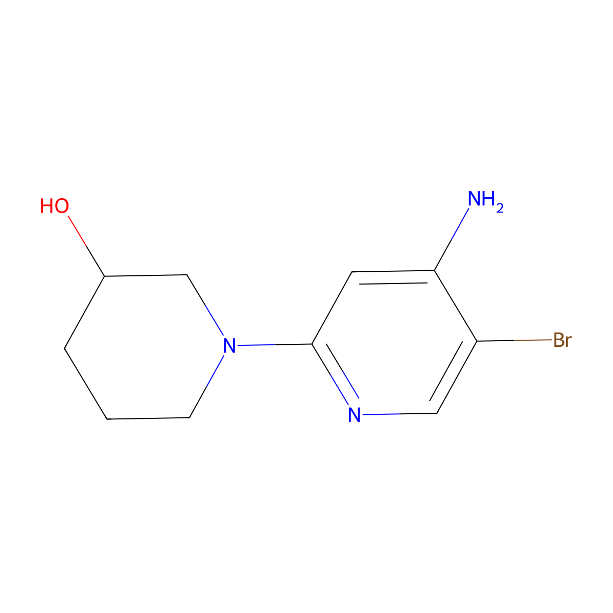 5-Bromo-2-(3-hydroxypiperidin-1-YL)pyridin-4-amine molecular structure, CAS 1381937-89-8