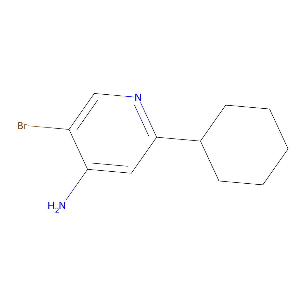 3-Bromo-4-amino-6-(cyclohexyl)pyridine molecular structure, CAS 1381937-91-2