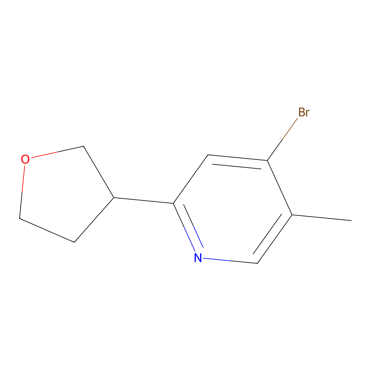 4-Bromo-5-methyl-2-(tetrahydrofuran-3-yl)pyridine molecular structure, CAS 1381937-93-4