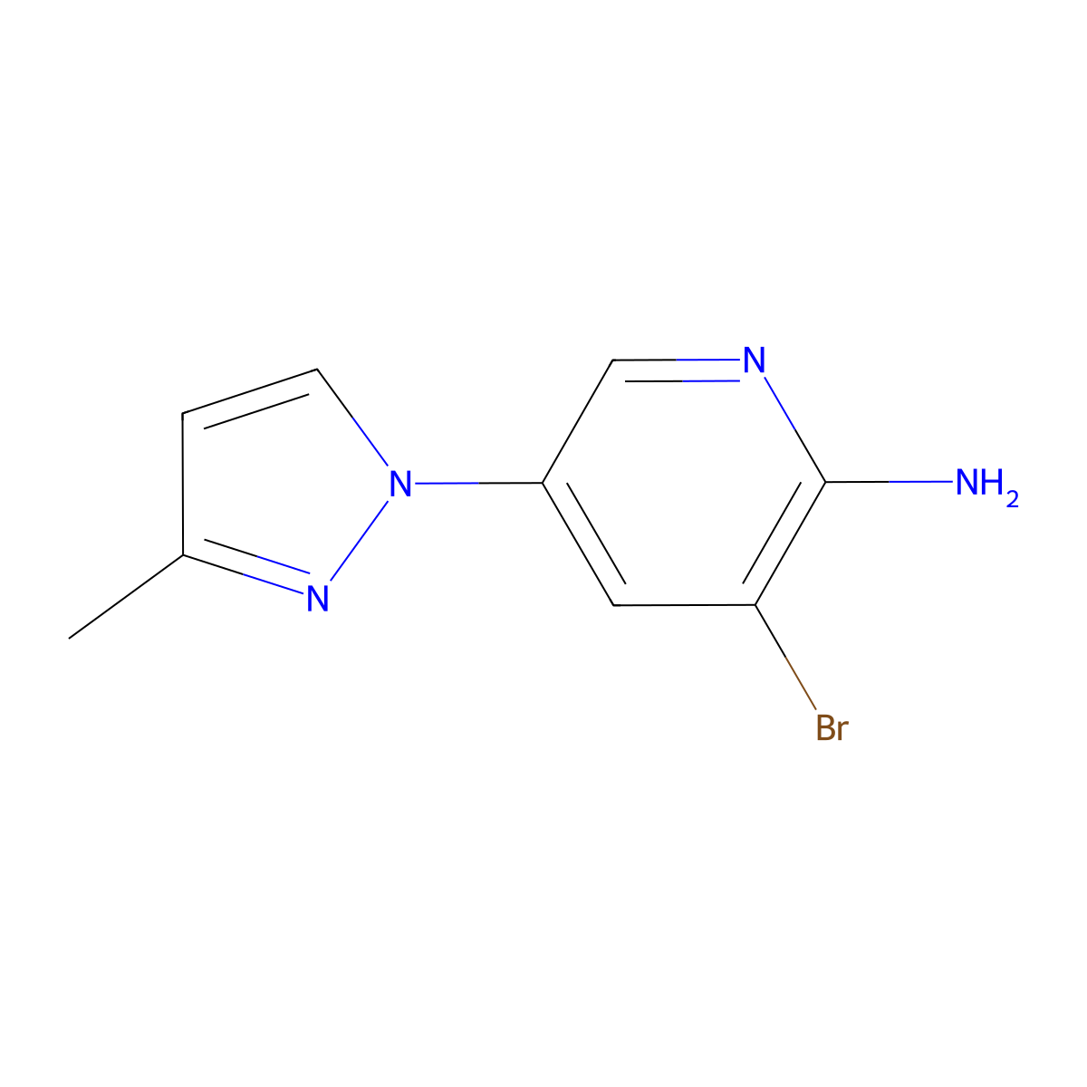 2-Amino-3-bromo-5-(3-methyl-1H-pyrazol-1-yl)pyridine molecular structure, CAS 1381937-99-0