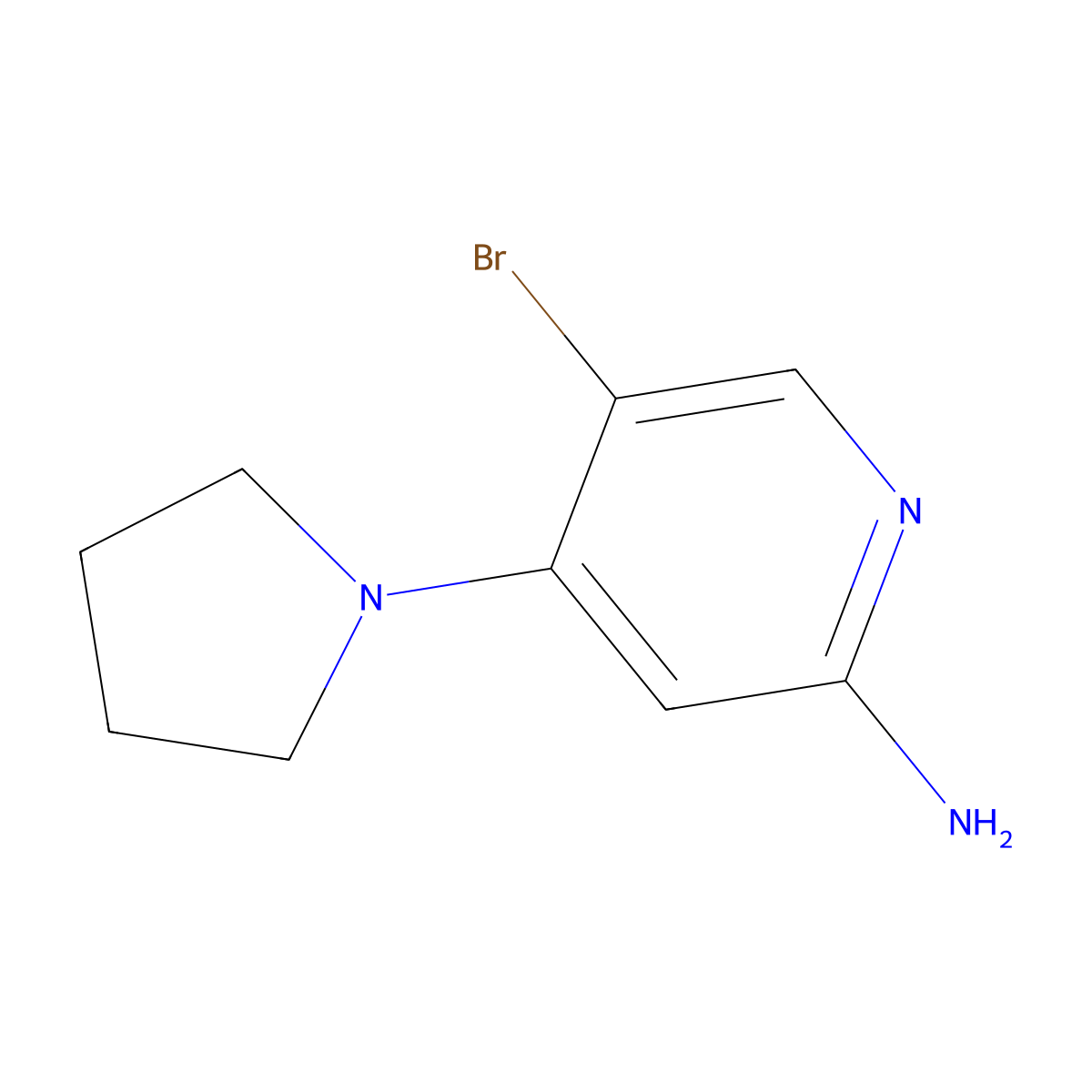 5-Bromo-2-amino-4-(pyrrolidino)pyridine molecular structure, CAS 1381938-00-6