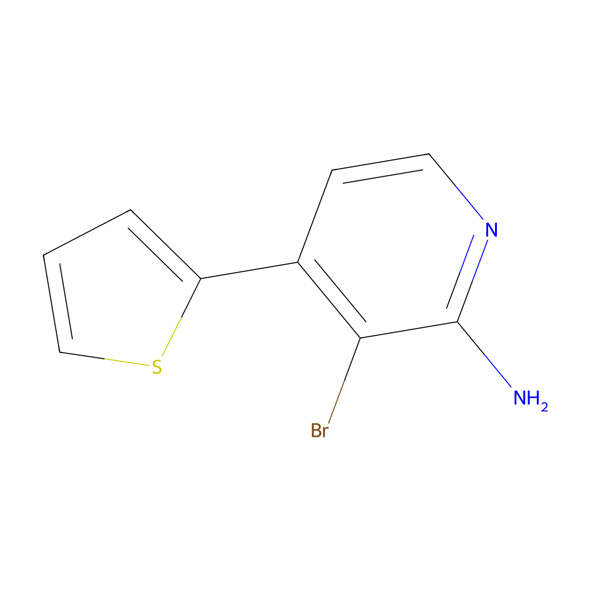 2-Amino-3-bromo-4-(2-thienyl)pyridine molecular structure, CAS 1381938-02-8
